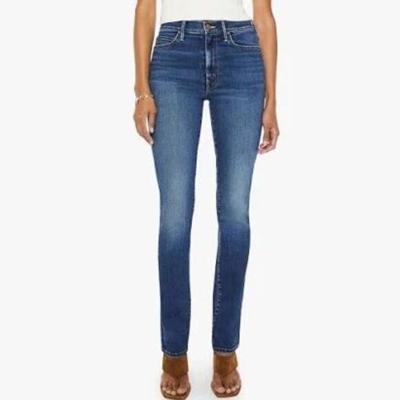 MOTHER High Waisted Rascal Sneak Slim Straight Leg Jeans; Uncharted Waters Wash - Picture 1 of 16